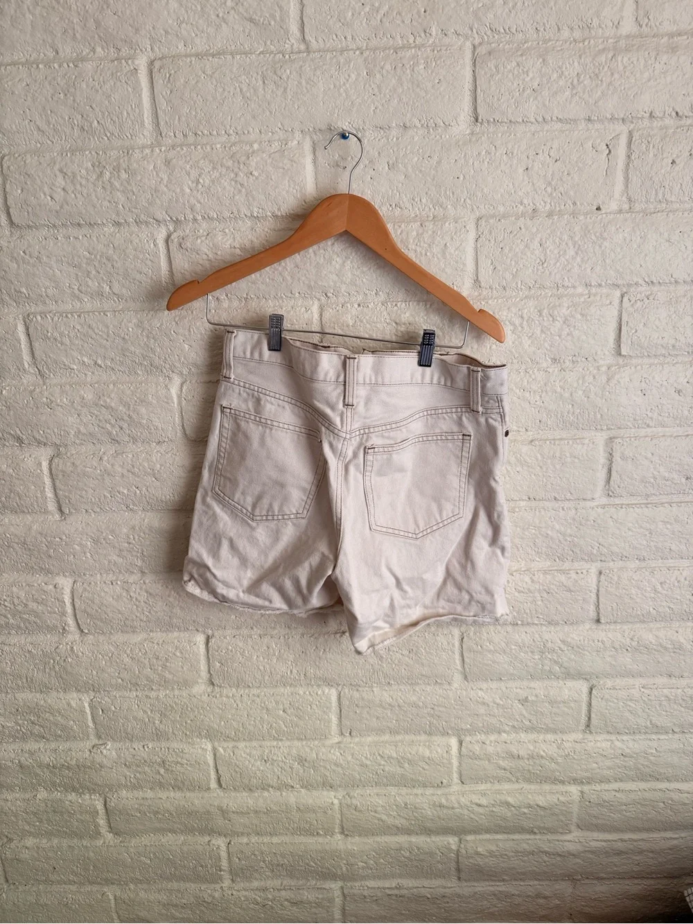 J. Crew Cream Denim Frayed-Hem Shorts